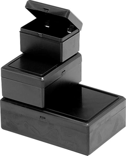 Stackable hinged lid boxes