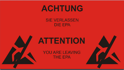 ESD warning labels red